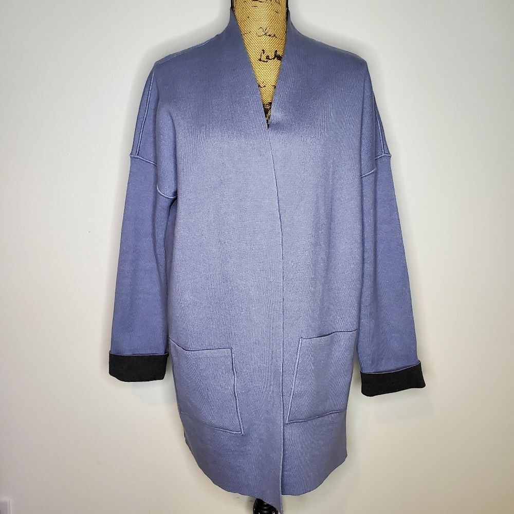 J. Jill Reversible Open Front Long Cardigan Coat Size M